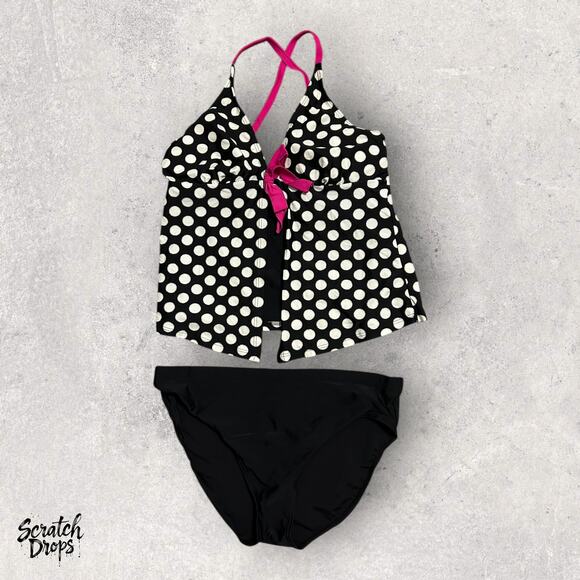 Tropical Honey Other - Tropical Honey Womens Size 16 Matching Swim Set Polka Dot Tank and Black Bottoms